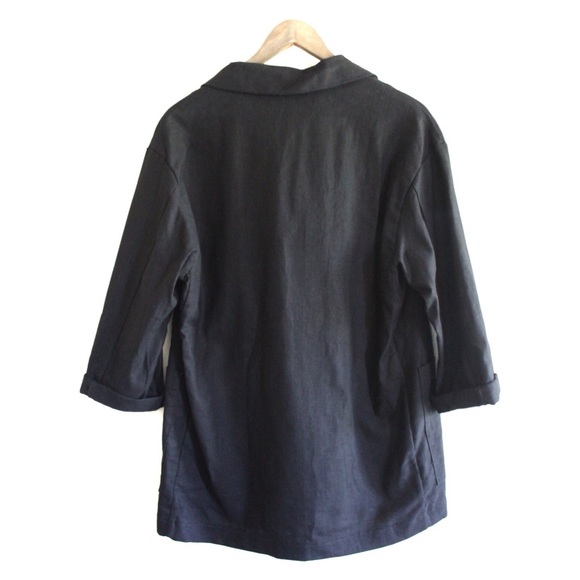 Zara NWT Oversized Linen Blend Blazer Black S M - Picture 7 of 9